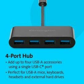 Kensington CH1200 USB-C 10Gbps 4-Port Hub - USB 3.2 Gen 2 (3.1 Gen 2) Type-C - External -