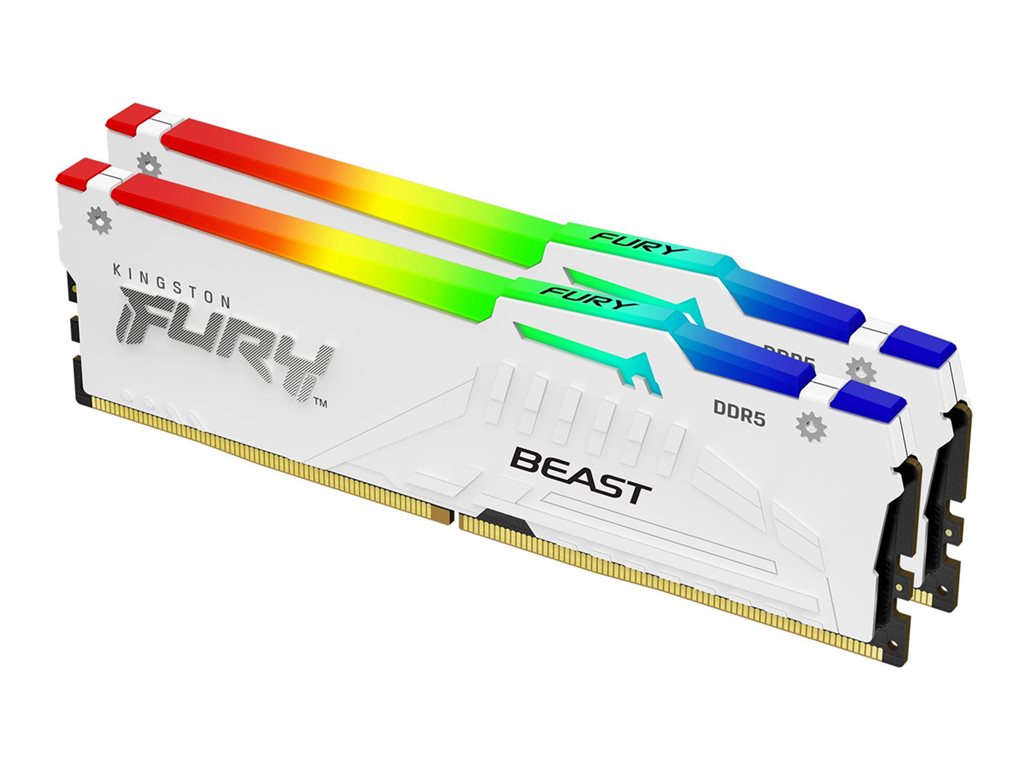 Kingston FURY Beast RGB - DDR5 - kit - 64 GB: 2 x 32 GB - DIMM 288-pin - 6000 MHz / PC5-44800 - CL30 - 1.4 V - unbuffered - on-die KF560C30BWAK2-64