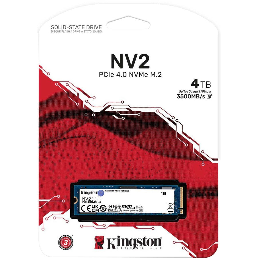 Kingston NV2 4 TB Solid State Drive - M.2 2280 Internal - PCI Express NVMe (PCI Express