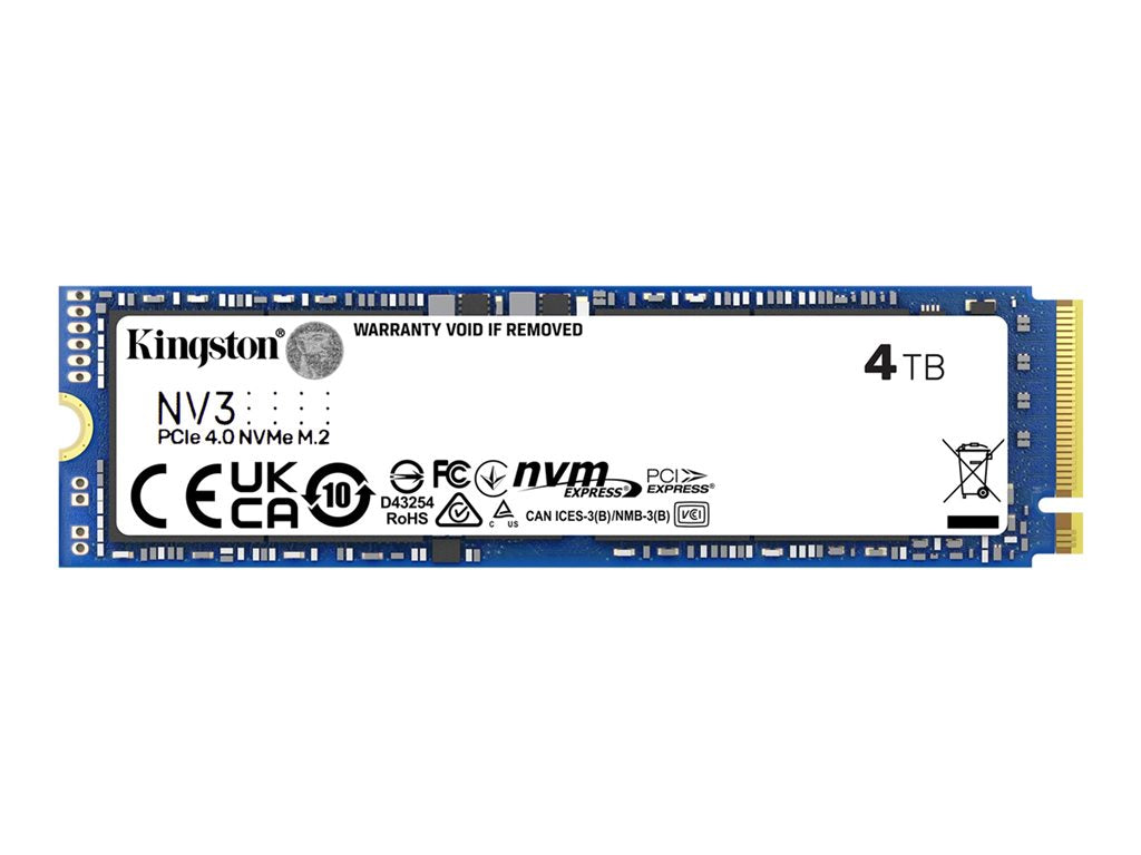 Kingston NV3 - SSD - 4 TB - internal - M.2 2280 - PCIe 4.0 x4 (NVMe) SNV3S/4000GBK
