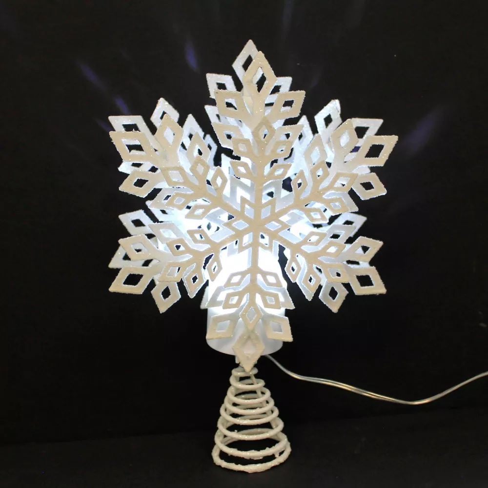 LED Snowflake Treetop with Timer - 12 Inch - White