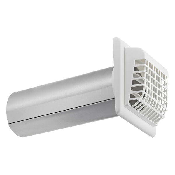 Lambro 267WG 4-In. White Plastic Louvered Vent with Tail Piece and Bird/Rodent