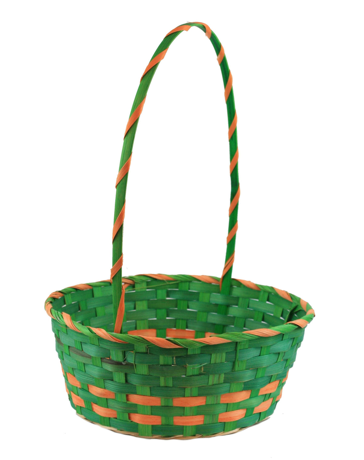 Large Bamboo Easter Basket with Wrapped Handle - Green