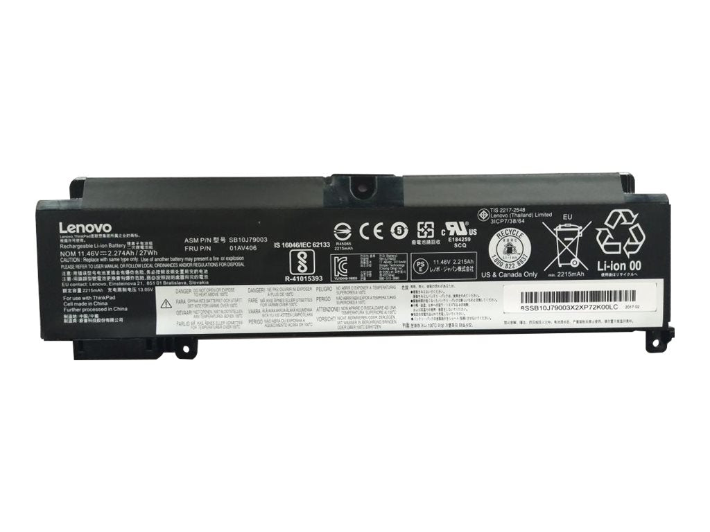 Lenovo - Notebook battery - lithium ion - 3-cell - 26 Wh - for ThinkPad T460s 20F9, 20FA