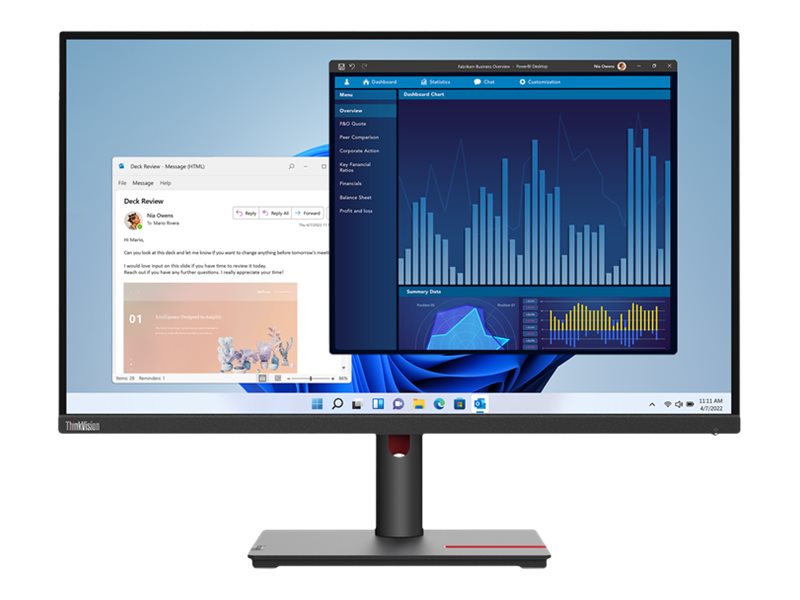 Lenovo ThinkVision T27p-30 - LED monitor - 27 - 3840 x 2160 4K - IPS - 350 cd/m� - 1300:1 - 4 ms - HDMI 63A9ZAR1US