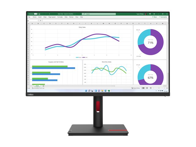 Lenovo ThinkVision T32h-30 - LED monitor - 32 (31.5" viewable) - 2560 x 1440 QHD @ 60 Hz - IPS - 350 cd/m� - 1000:1 - 4 ms 63D3ZAR1US