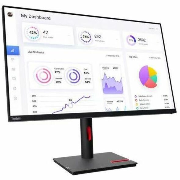 Lenovo ThinkVision T32p-30 32" Class 4K UHD LED Monitor - 16:9 - Raven Black - 31.5"