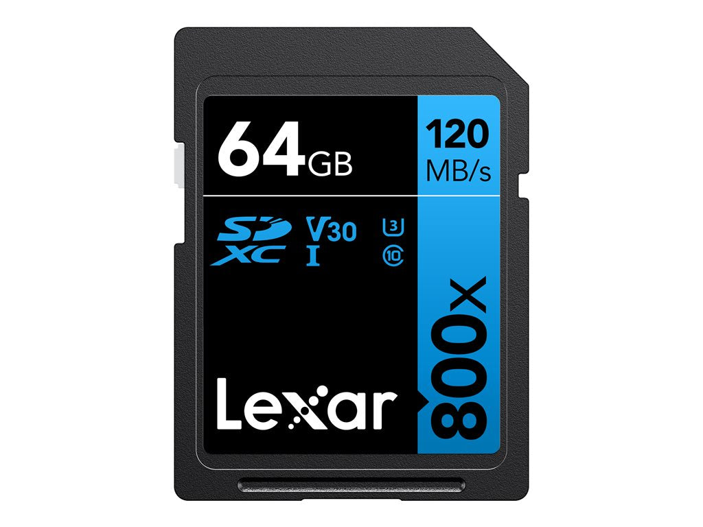 Lexar High Performance BLUE Series - Flash memory card - 64 GB - Video Class V30 / UHS-I U3 / Class10 - 800x - SDXC UHS-I LSD0800P064G-BNNNU