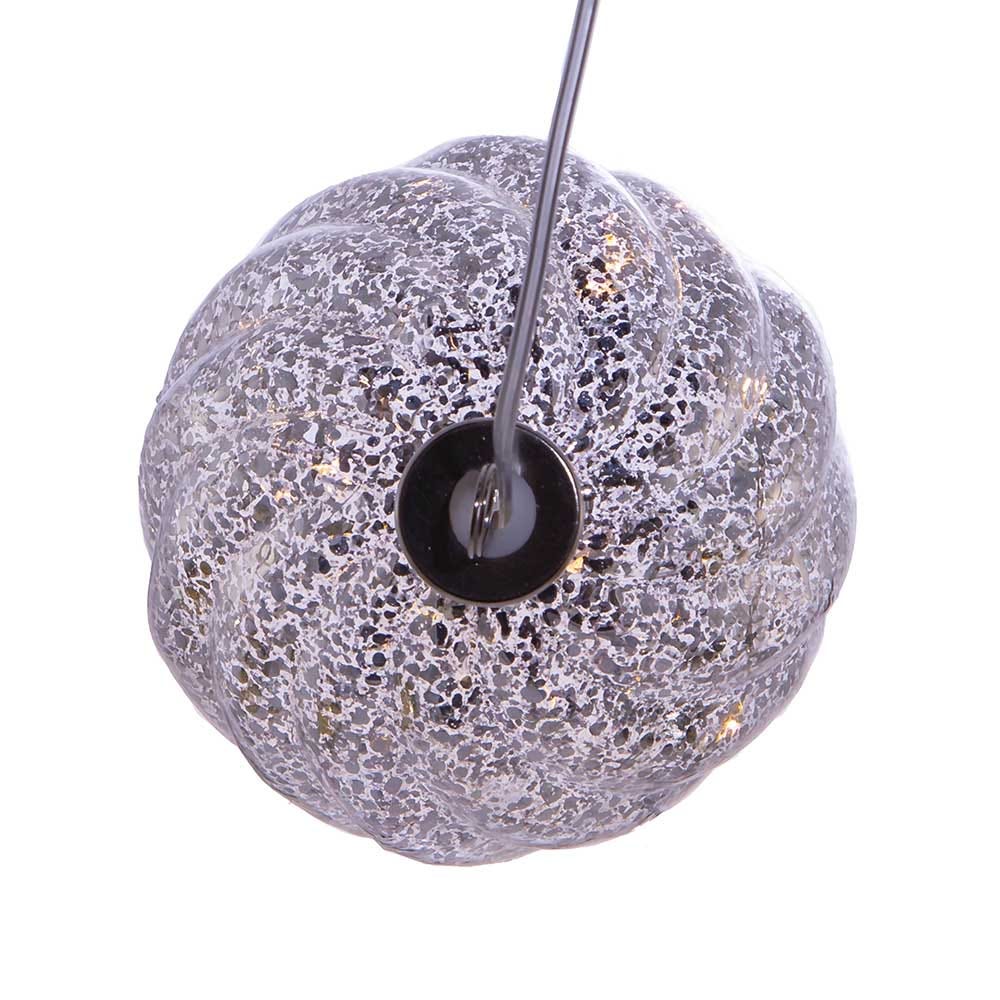 Lighted USB Gold and Silver Glass Ball Ornament - Silver