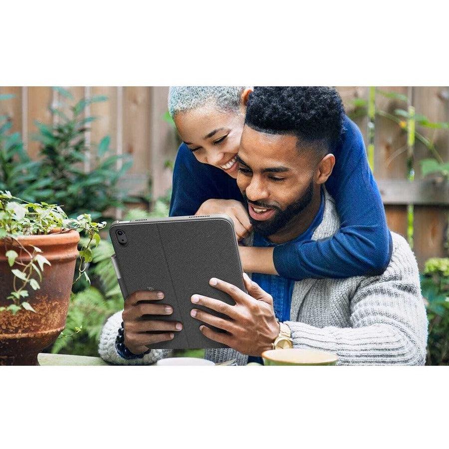 Logitech Combo Touch Keyboard/Cover Case (Folio) for 10.9" Apple, Logitech iPad (10th Generation) Tablet, Apple Pencil, Stylus - Oxford Gray