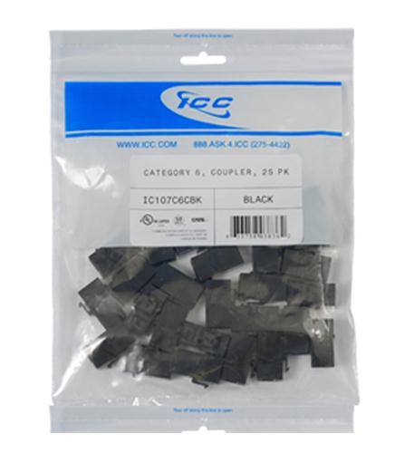 MODULE- COUPLER- CAT 6 25 PK- BLACK ICC-IC107C6CBK
