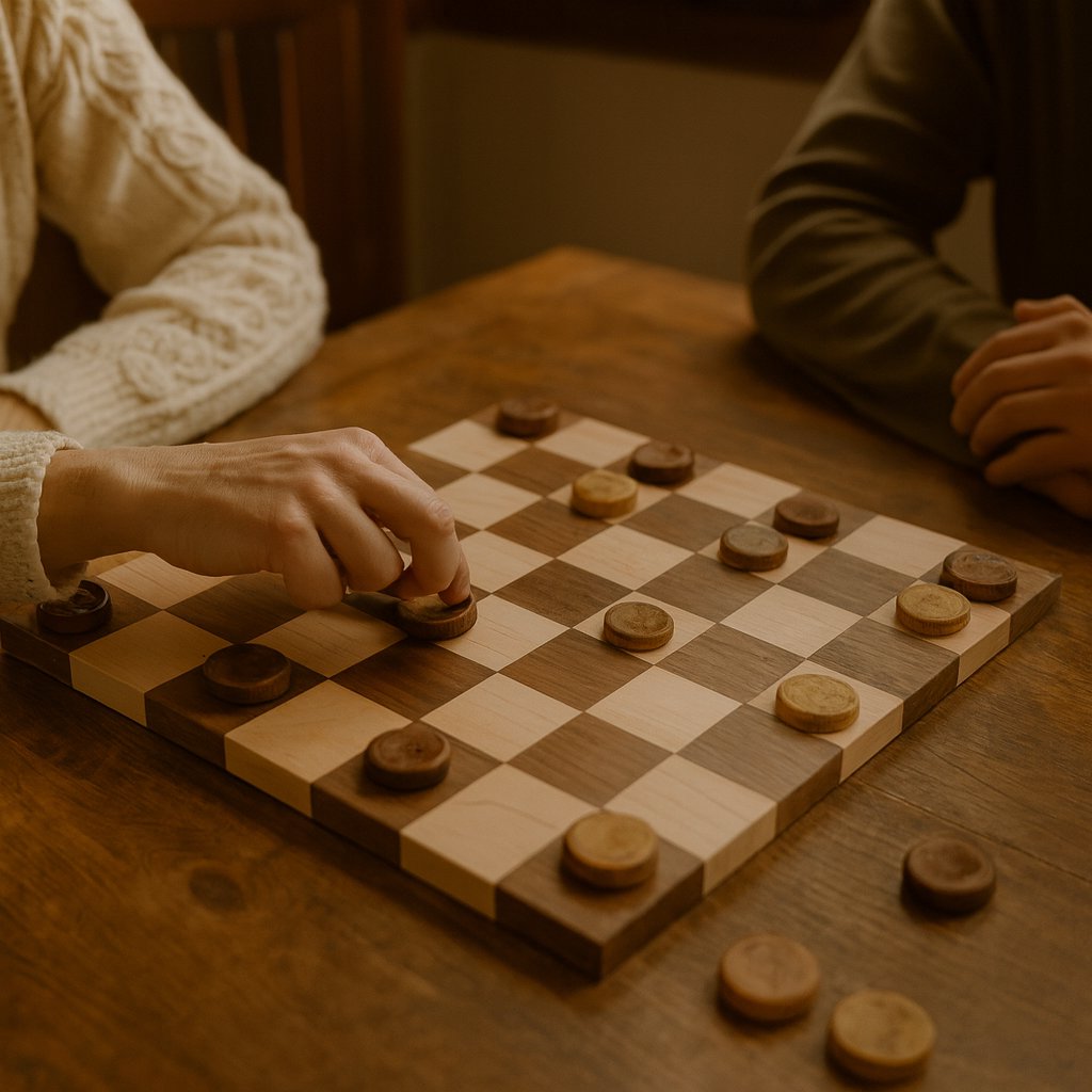 Maple/Walnut Hardwood 18" Chess and Checkers Wooden Game Board