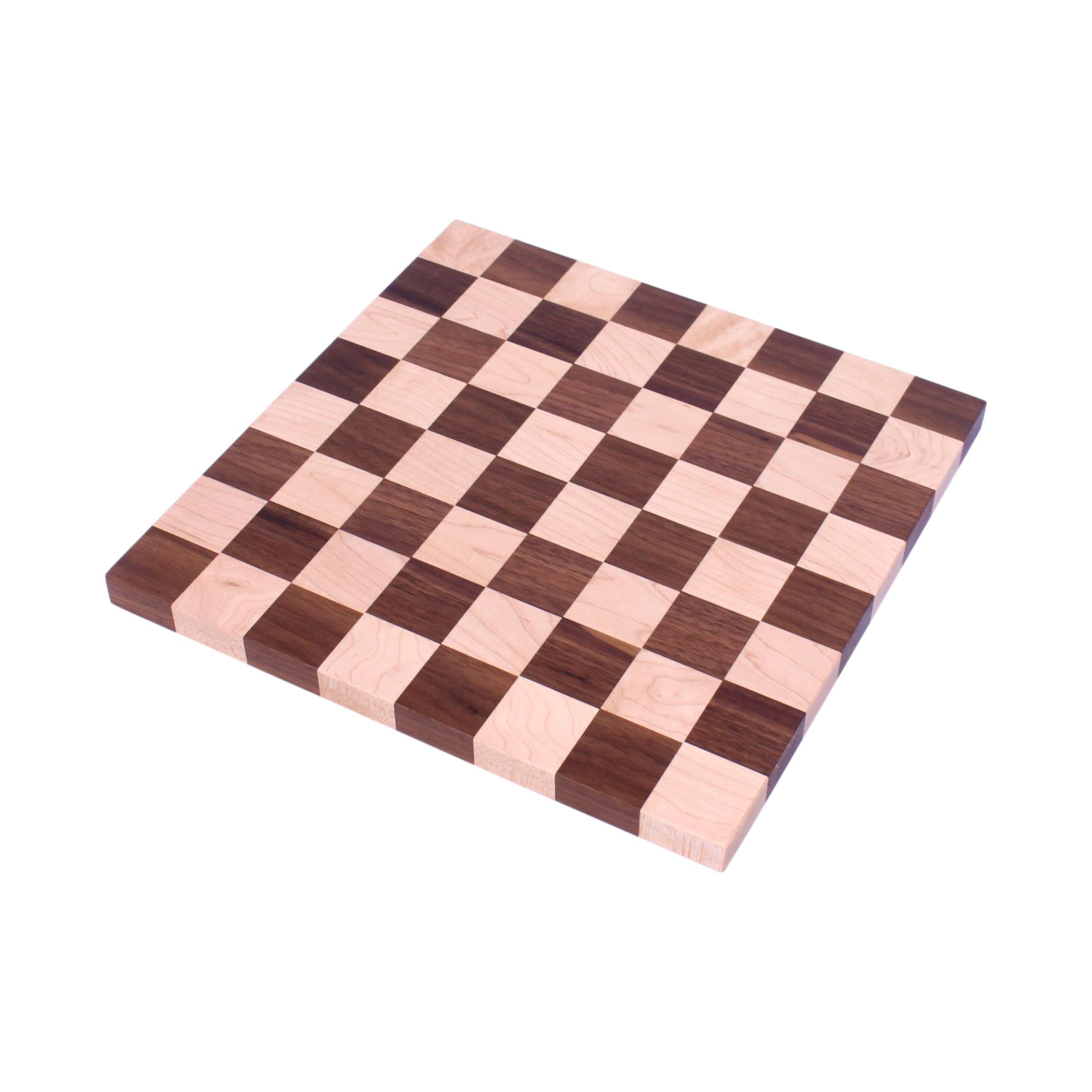 Maple/Walnut Hardwood 18" Chess and Checkers Wooden Game Board