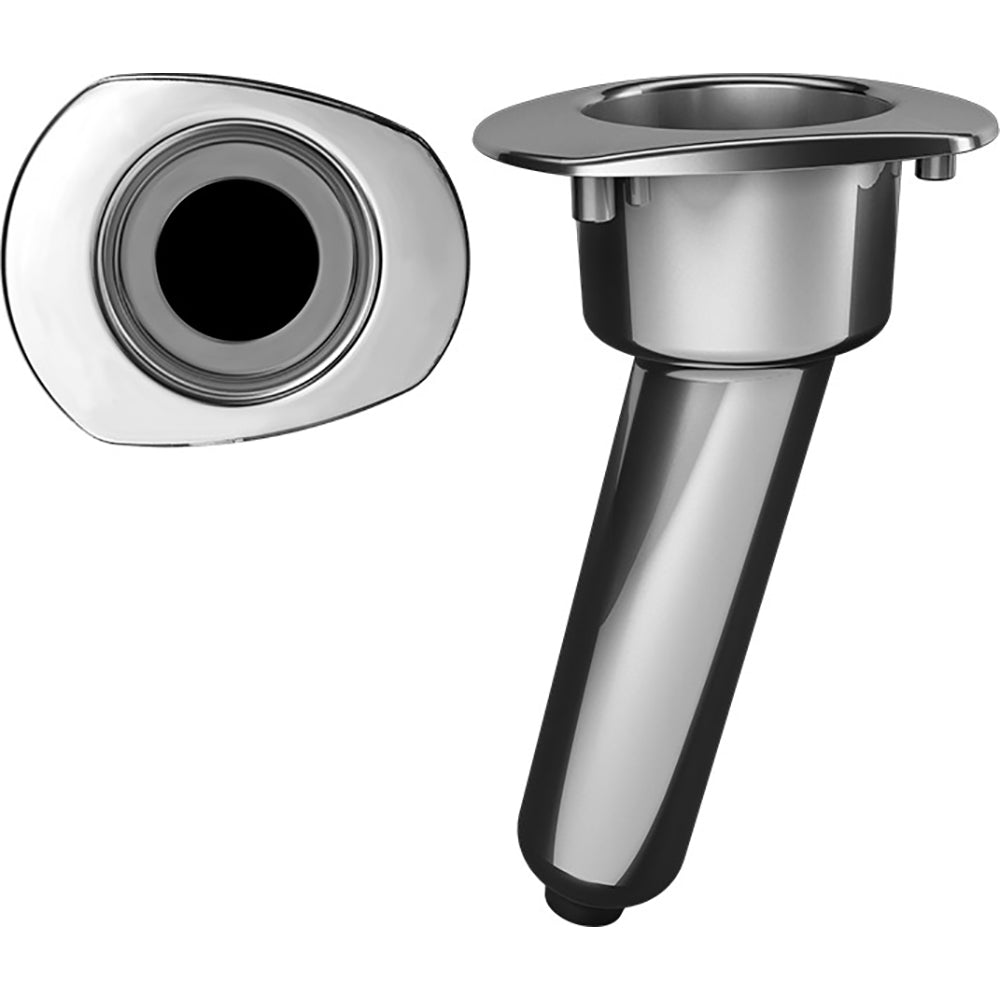 Mate Series Elite Screwless Stainless Steel 15° Rod & Cup Holder - Drain - Oval