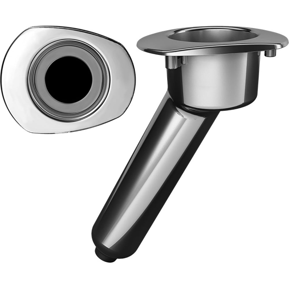 Mate Series Elite Screwless Stainless Steel 30° Rod & Cup Holder - Drain - Oval