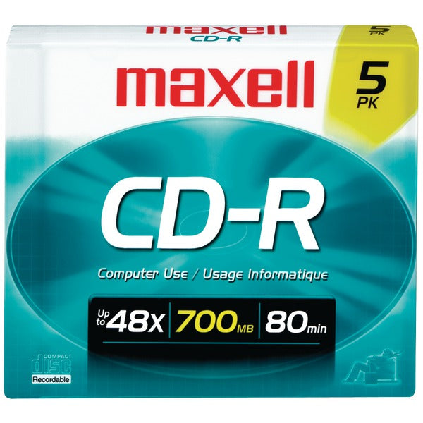 Maxell 648220 CD-R 48x 700 MB/80-Minute Blank Discs (5 Pack)