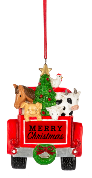 Merry Christmas Farm Truck Ornament
