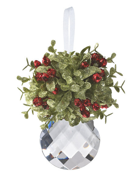 Mistletoe Red Berry Acrylic Gem Ornament -