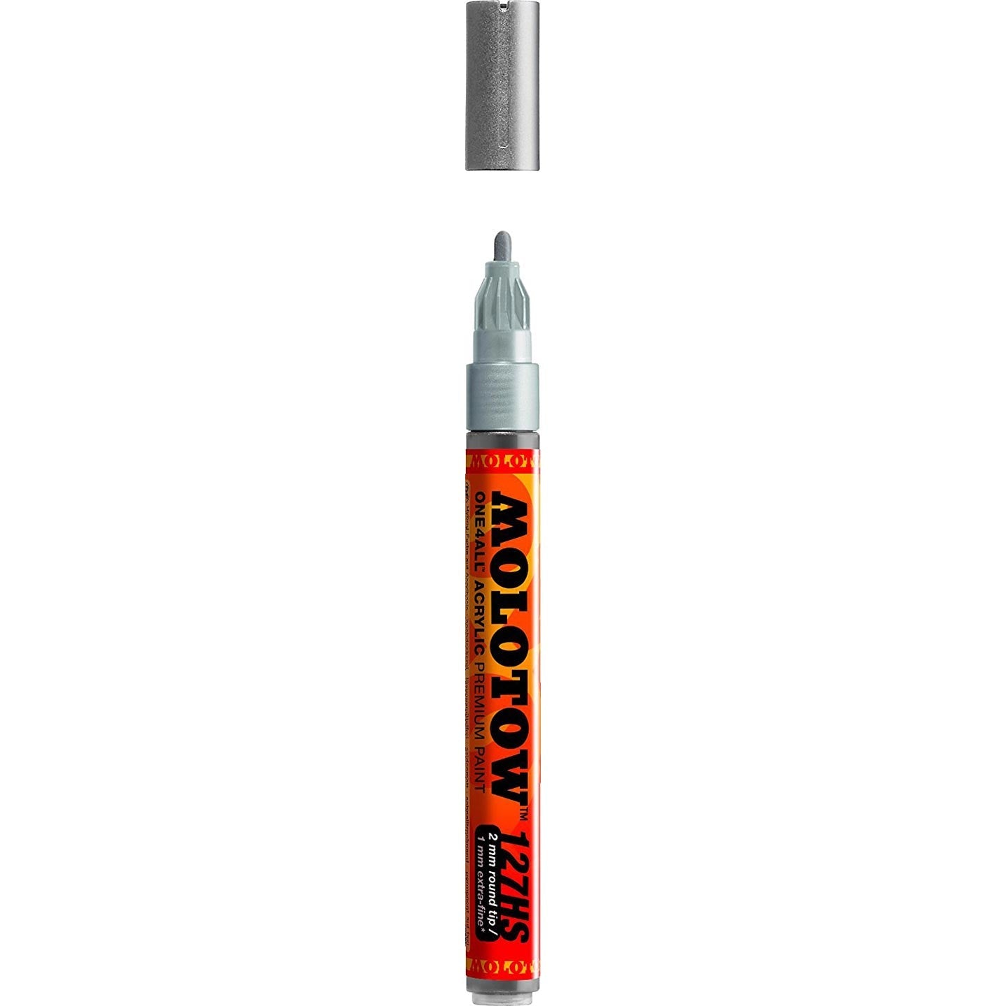 Molotow One4All Acrylic Paint Marker - Metallic Silver - 2mm Bullet Tip
