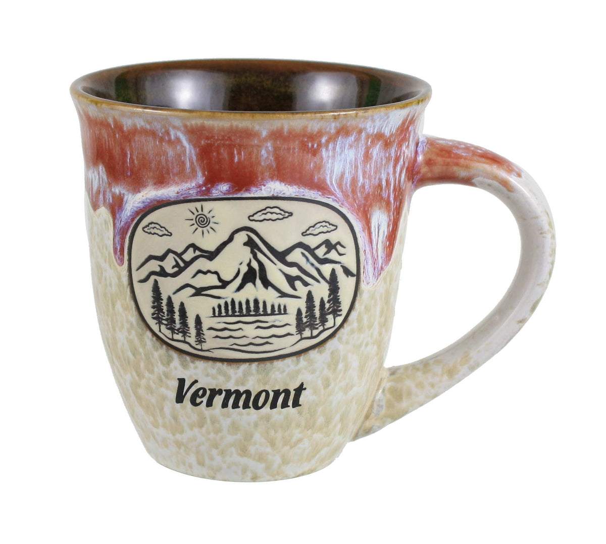 Mountain Scene Drip Glaze Mug - Red
