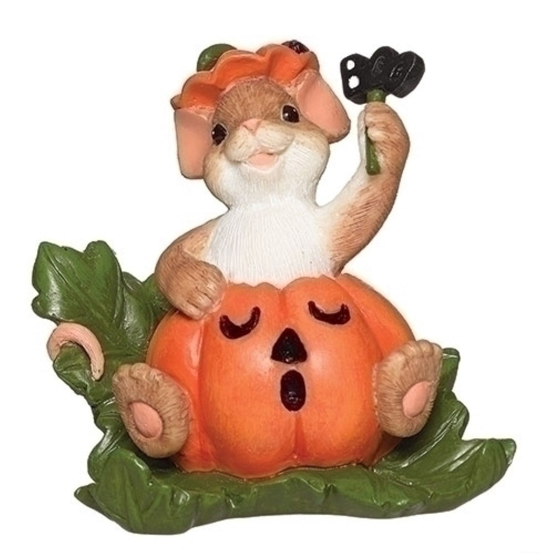 Mouse Jack-o-Lantern Figurine
