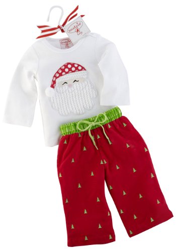 Mud Pie Santa Baby Santa Tee And Tree Corduroys, White/Red/Green, 0-6 Months