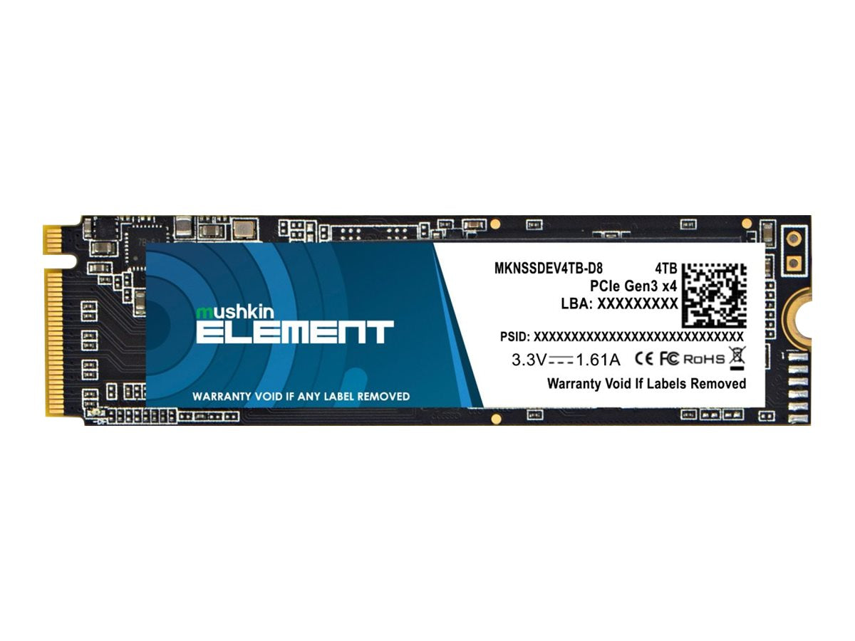 Mushkin ELEMENT - SSD - 4 TB - internal - M.2 2280 - PCIe 3.0 x4 (NVMe) MKNSSDEV4TB-D8