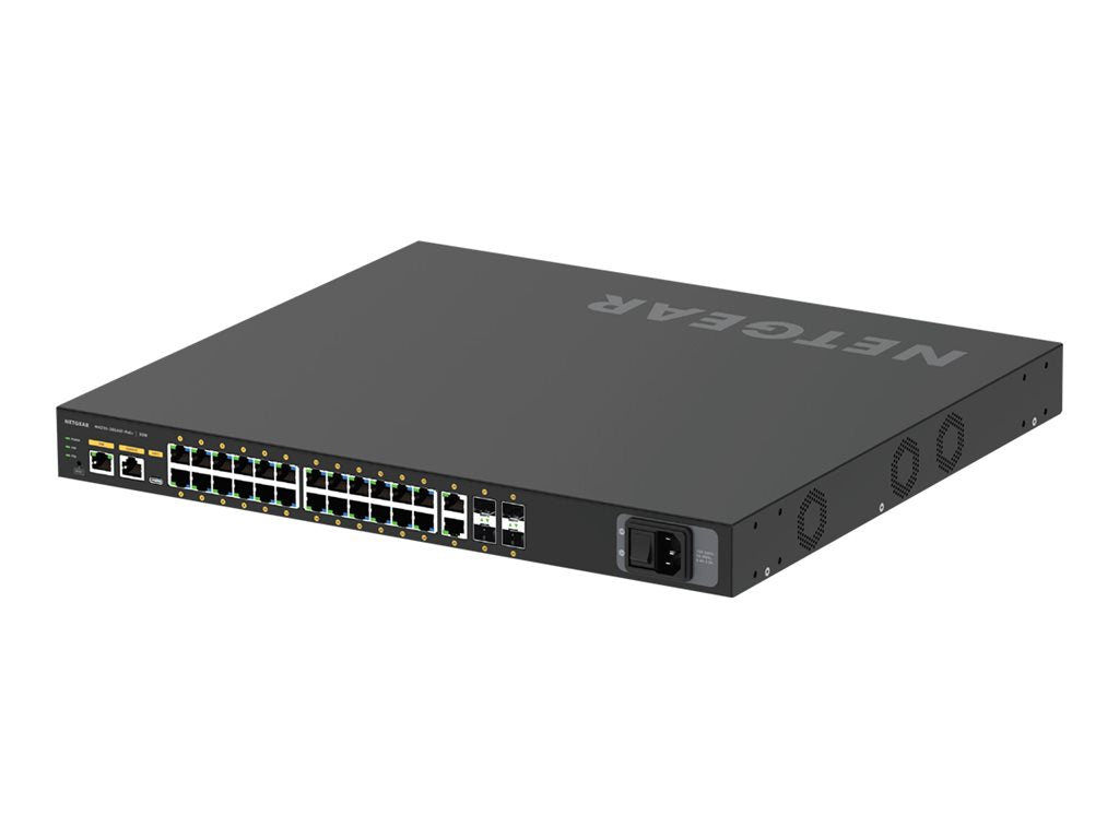 NETGEAR AV Line M4250-26G4XF-PoE+ - Switch - L3 - managed - 24 x 10/100/1000 (PoE+) + 2 x 10/100/1000 + 4 x 1 Gigabit / 10 Gigabit GSM4230PX-TAANAS
