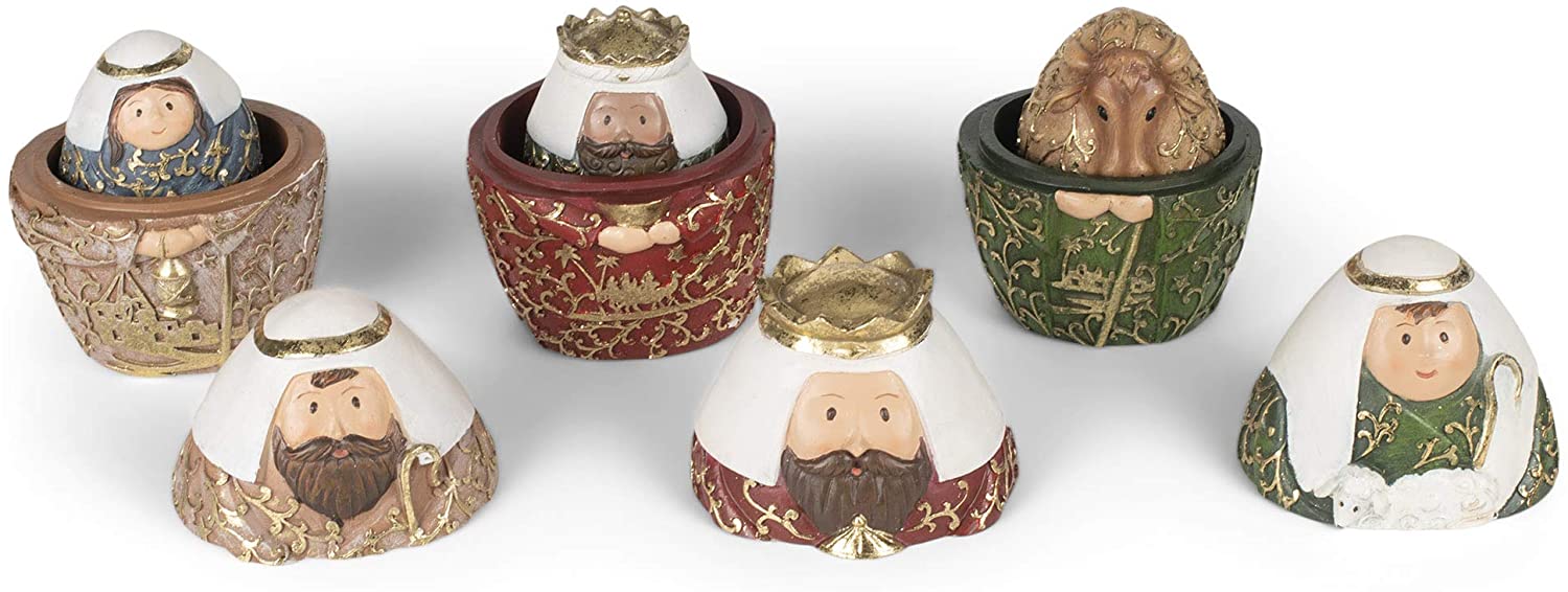 Nativity Set-9 Piece Nesting Gold Finish