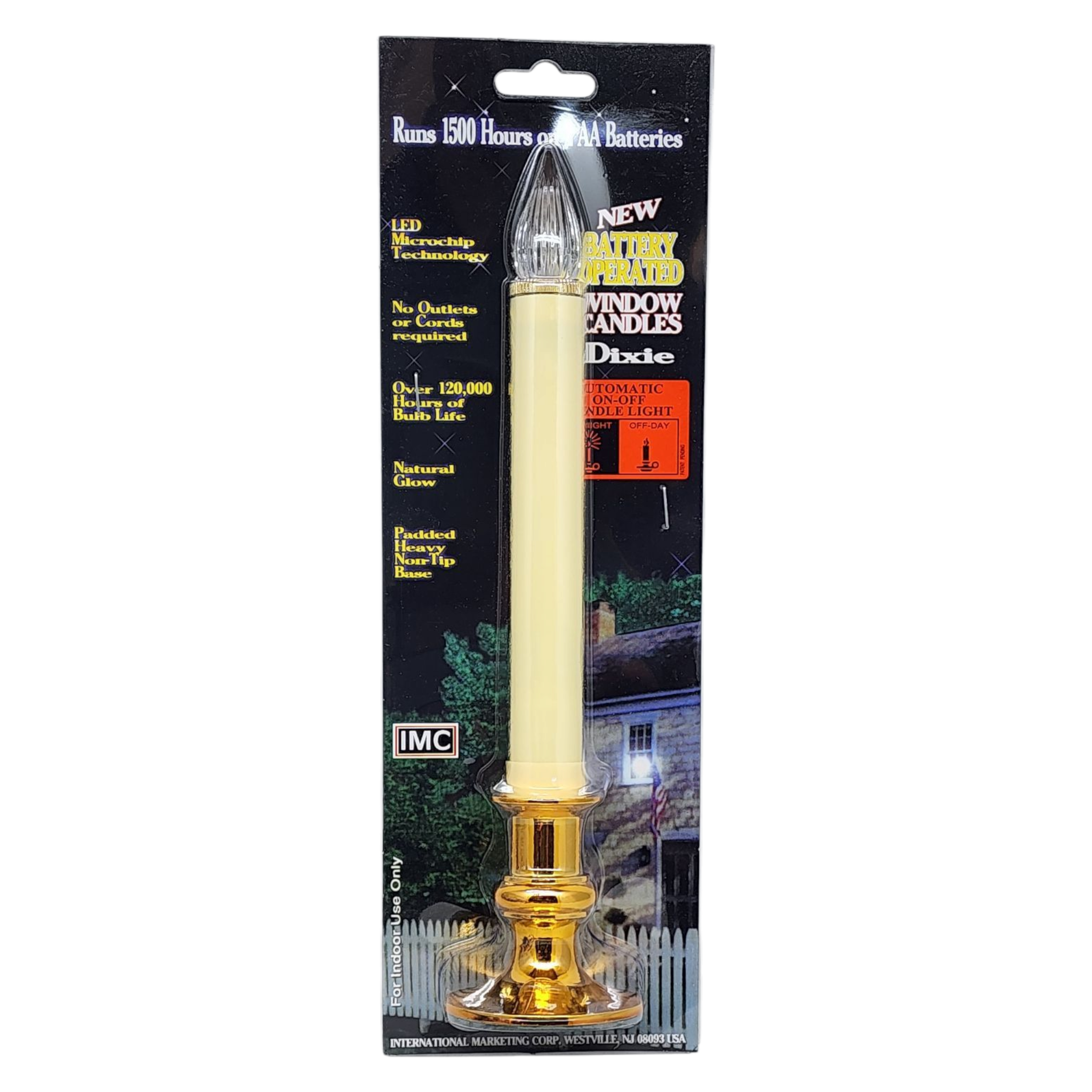 Newport LED Window Candle - Dixie - Brass with Sensor