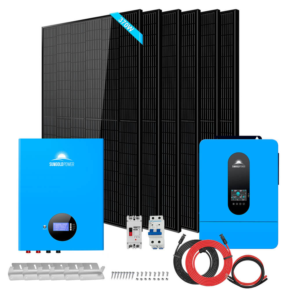 Off-Grid Solar Kit 6500W 48VDC 120/240VAC 5.12KWH/10.24KWH PowerWall Lithium Battery 6 X 370 Watts Solar Panels SGM-655M/ SGM-6510M