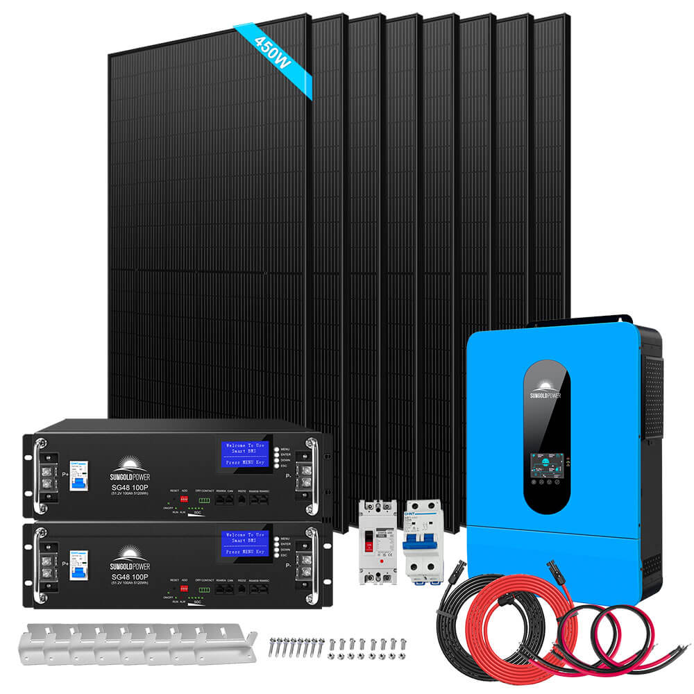 Off-Grid Solar Kit 6500W 48VDC 120/240VAC LifePo4 10.24KWH Lithium Battery 8 X 415W Solar Panels SGR-6510E