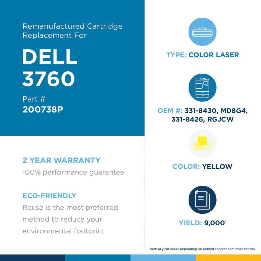 Office Depot® Remanufactured Yellow High Yield Toner Cartridge Replacement For Dell™ C3760, ODC3760Y 200738P