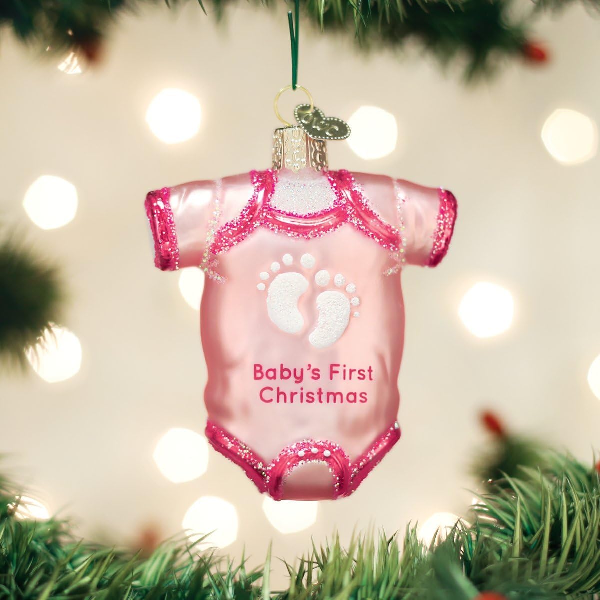 Old World Christmas Pink Baby Onesie