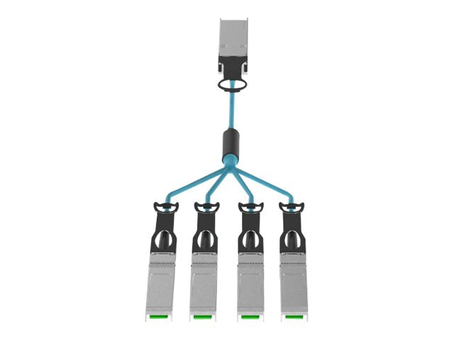 Panduit - 100GBase-SR4 breakout cable - QSFP28 to SFP28 - 3 m - 0.1 in - fiber optic - OM4 - Active Optical Cable (AOC) - aqua AZ83NQ2S2AQM003