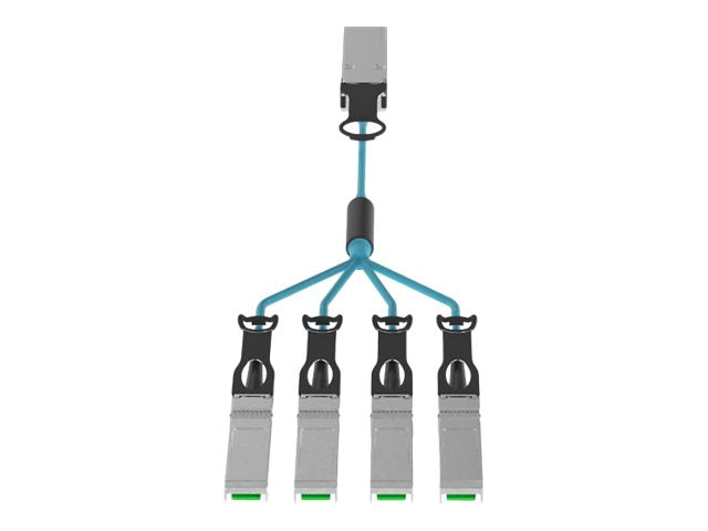 Panduit - Breakout cable - QSFP+ to SFP+ - 5 m - 0.1 in - fiber optic - OM3 - Active Optical Cable (AOC) - aqua AX83NQPSPAQM005