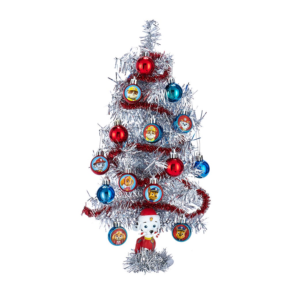 Paw Patrol Mini Tinsel Christmas Tree and Ornament Set