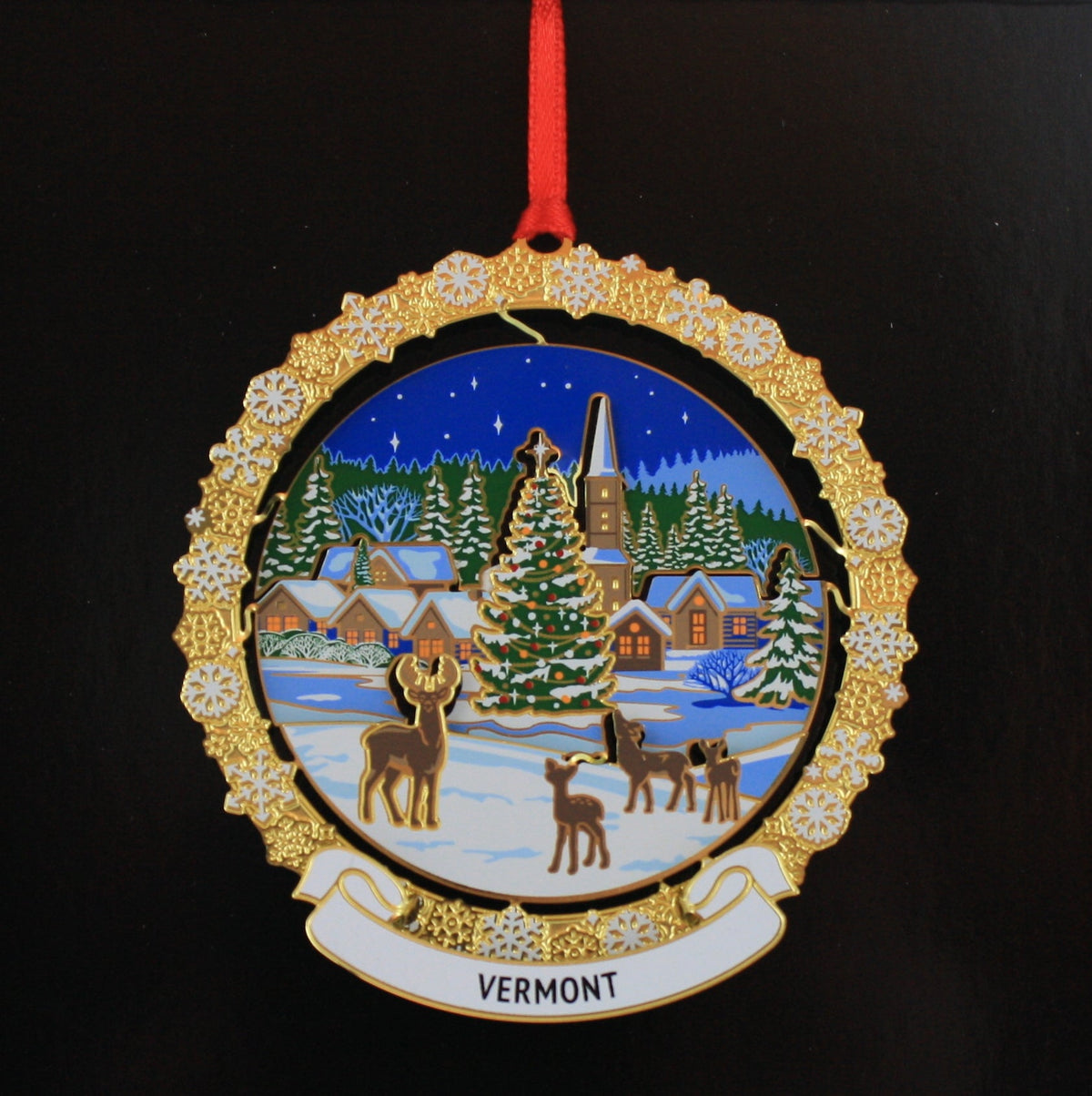 Peaceful Village Collectible Brass Ornament