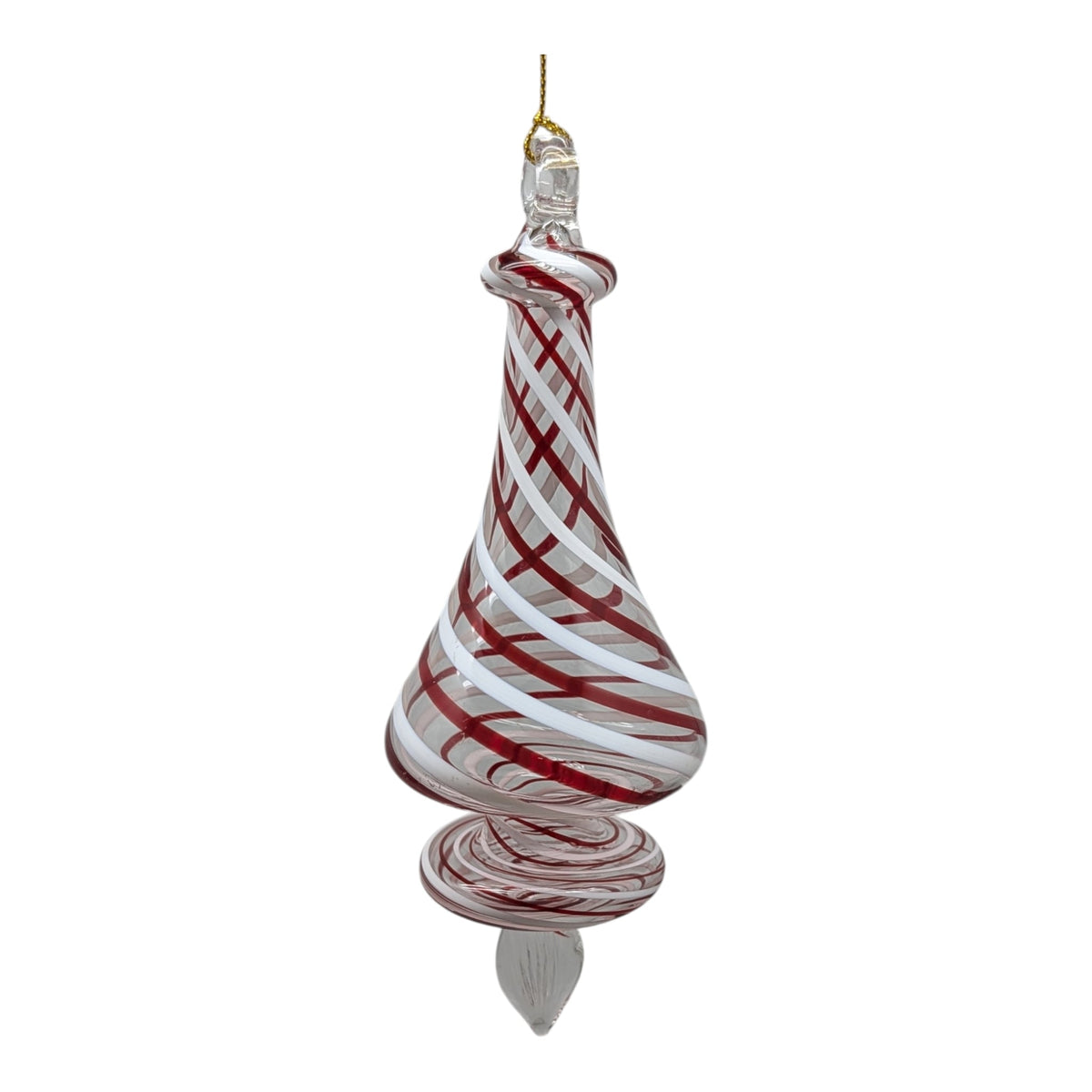 Peppermint Striped Cone Glass Ornament