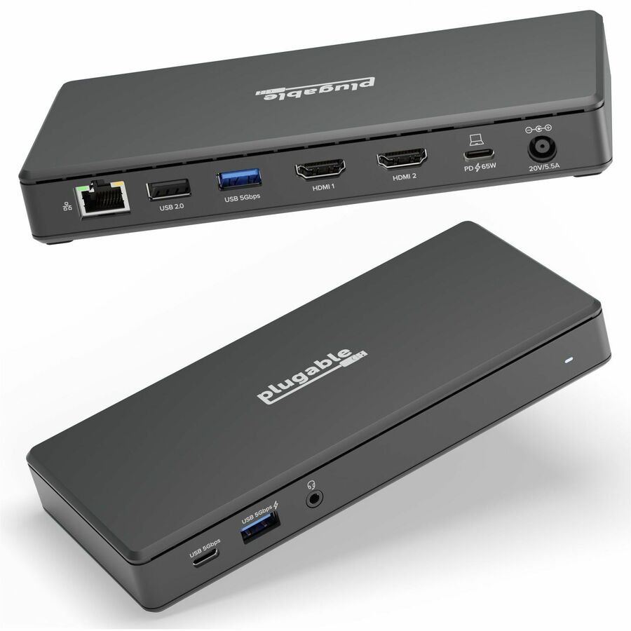 Plugable USB C Docking Station Dual Monitor 2 HDMI Ports, Power Delivery Dock, Dual 4K UD-MSTH2