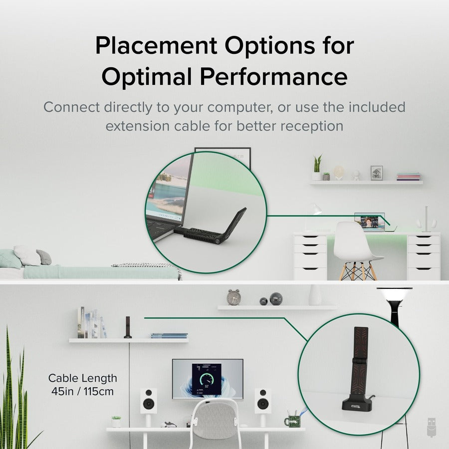 Plugable WiFi 6 USB WiFi Adapter for Desktop PC and Laptops, AX1800 USB 3.0 and USB C -