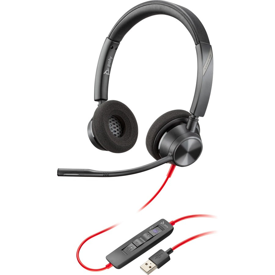 Poly Blackwire 3325-M Headset - Stereo - USB Type A, Mini-phone (3.5mm) - Wired - 32 Ohm