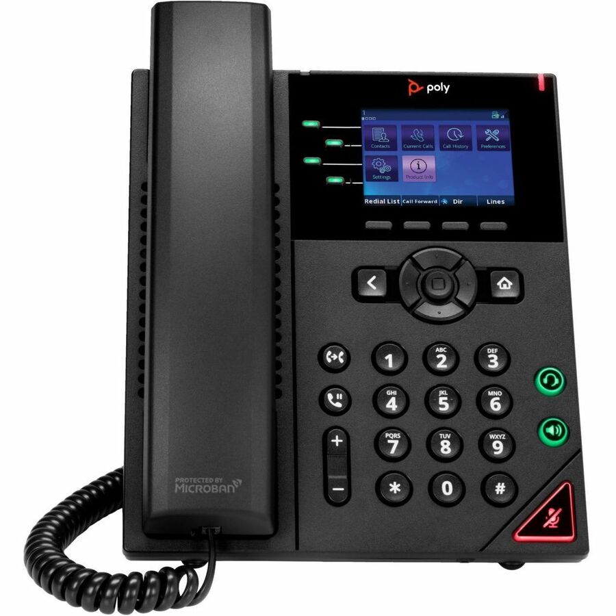 Poly OBi VVX 250 IP Phone - Corded - Corded - Desktop, Wall Mountable - Black - VoIP - 2