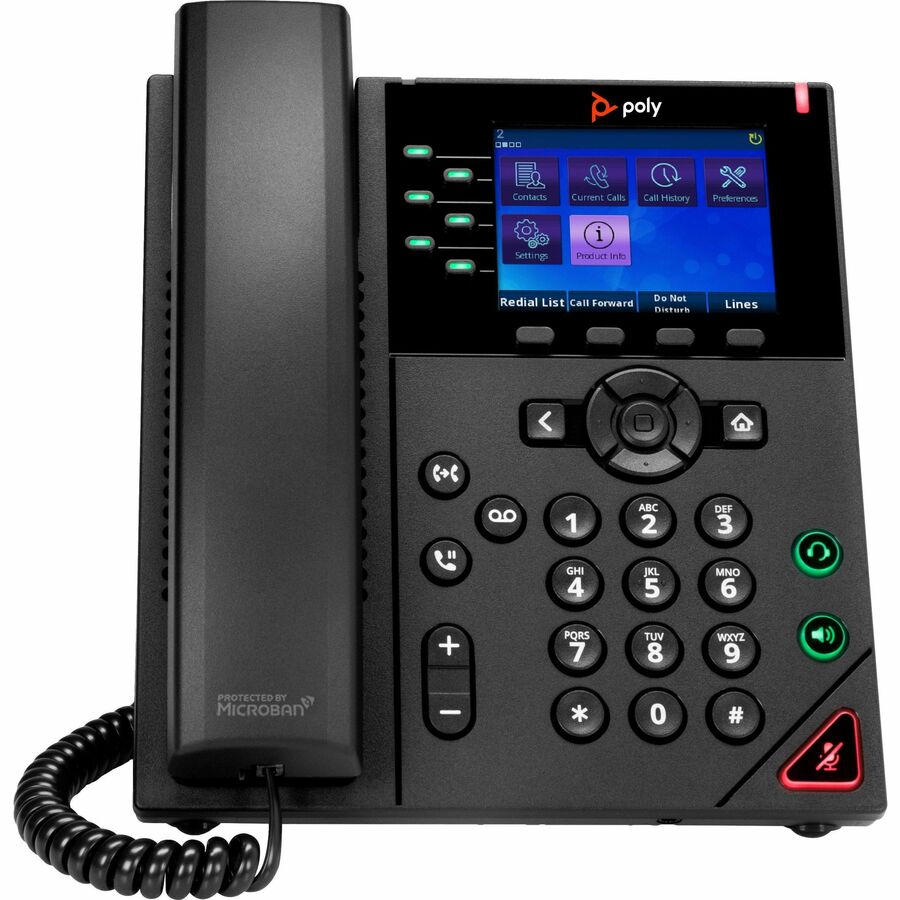 Poly OBi VVX 350 IP Phone - Corded - Corded - Desktop, Wall Mountable - Black - VoIP - 2