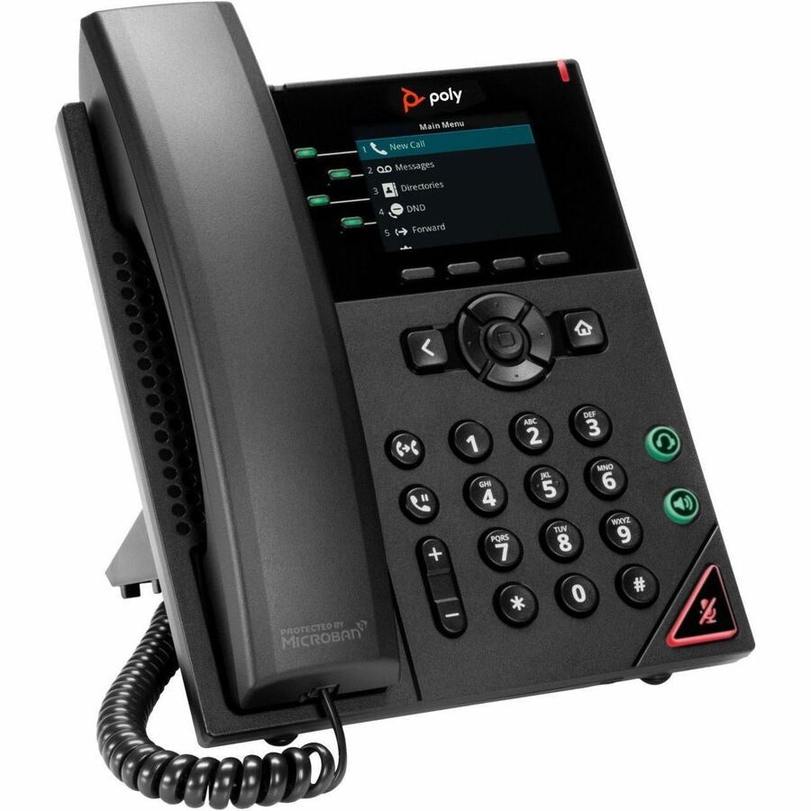 Poly VVX 250 IP Phone - Corded - Corded - Desktop, Wall Mountable - Black - VoIP - 2 x