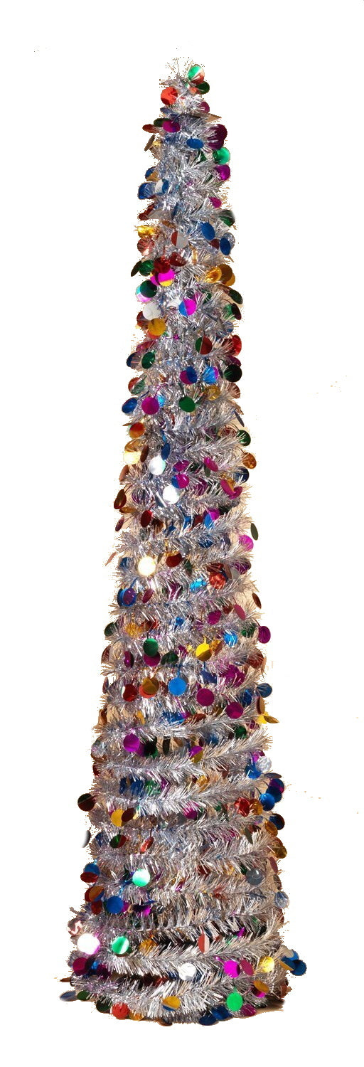 Pop Up 5 Foot Tinsel Tree - Red