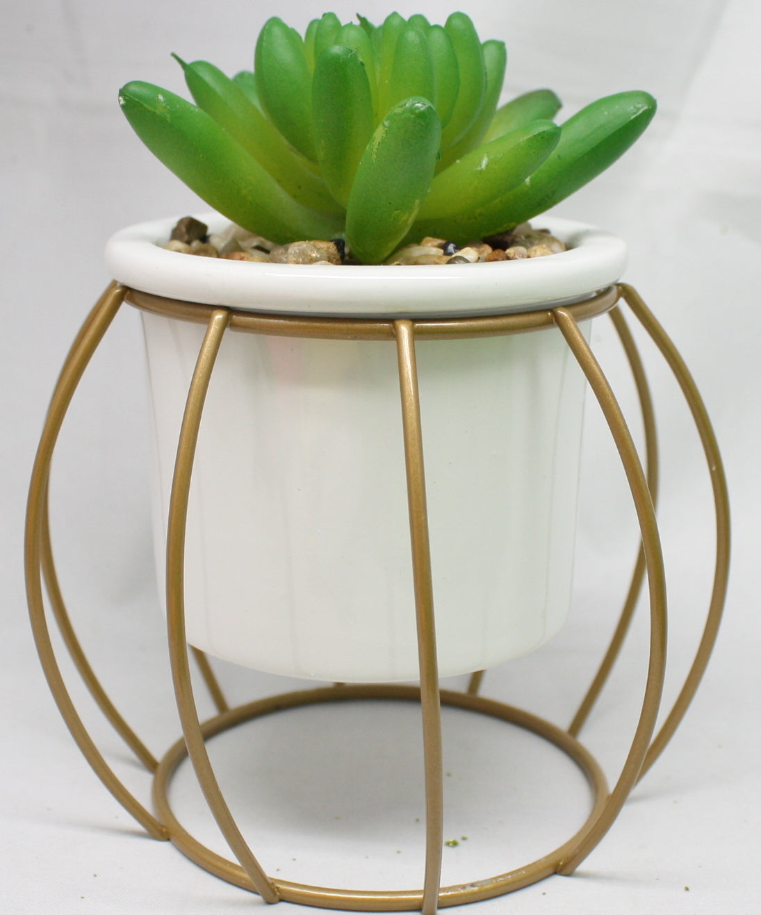 Potted Artificial Succulent with Metal Stand -