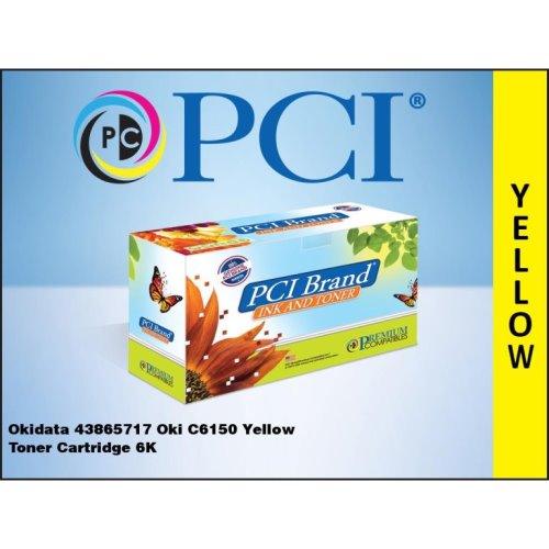 Premium Compatibles Okidata 43865717 Oki C6150 Yellow Toner Cartridge 43865717-PCI