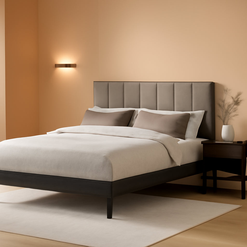 Queen Size Upholstered Bed Frame With Tufted Headboard