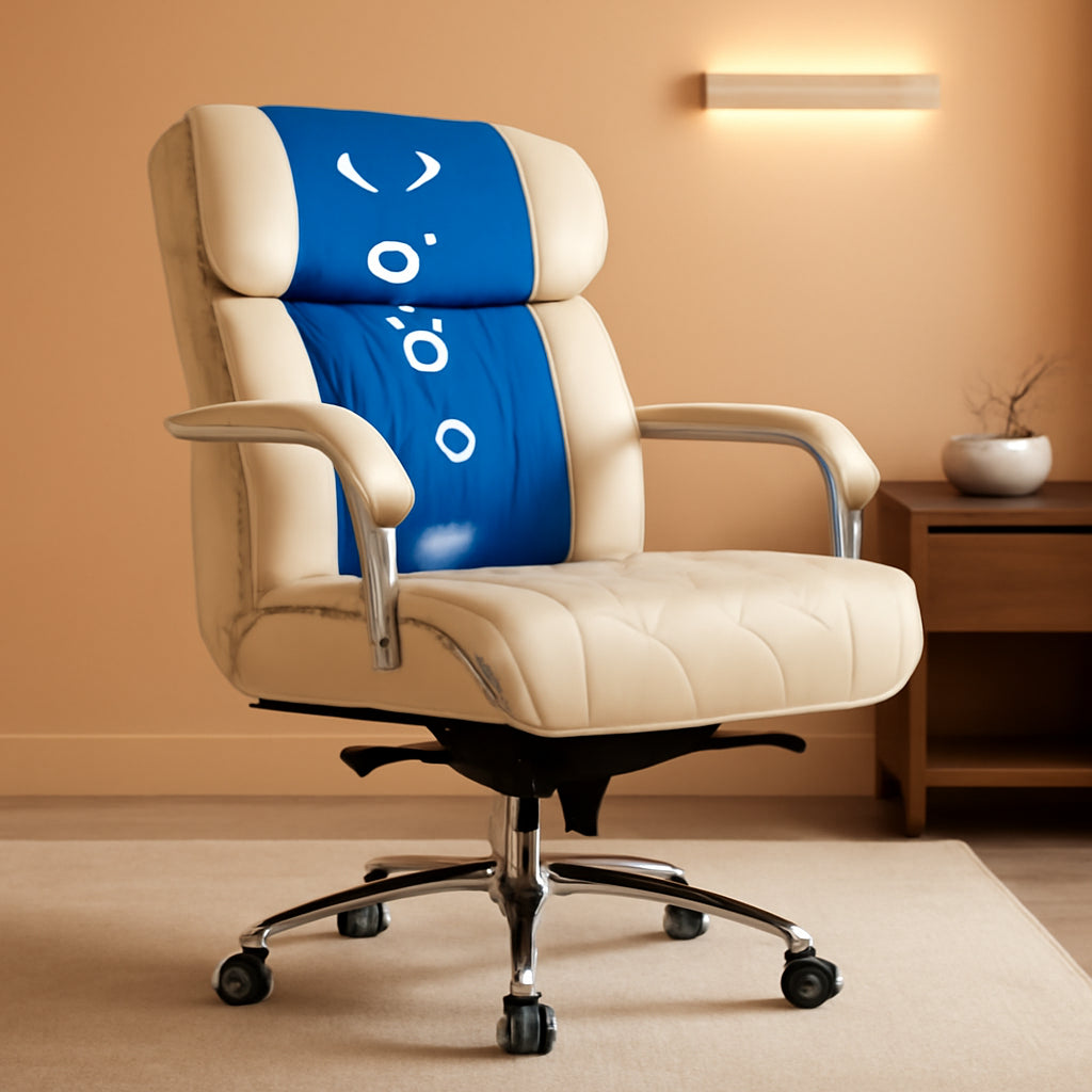 Quilted Leather Executive Chair Ivory White Lumbar Support